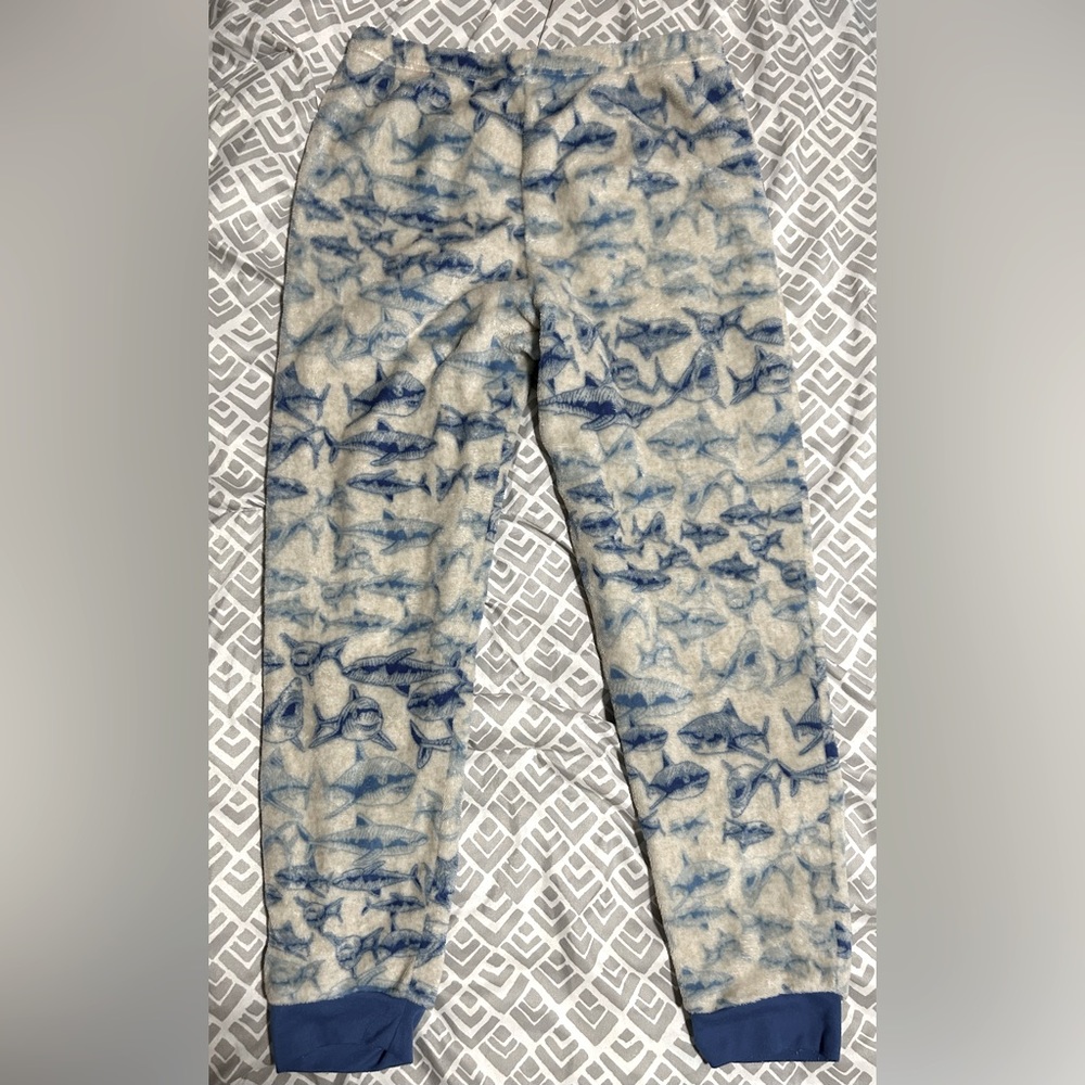 💰2/$10 Kids Wonder Nation Shark Fleece Pj Pants- size xl 14/16 husky